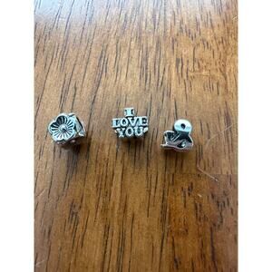 Silver-Tone “Love” Bead Charms – Set of 3 (European Bracelet Style